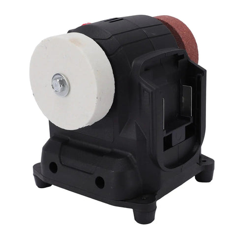 LoveWh Handy Cordless Bench Grinder With Six Speed Settings And 100W Power, compact design with a polishing wheel for metal and wood tasks.