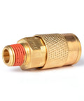 Solid brass quick connect for Built Damn Tough 3/8 Inch By 10 Ft Hybrid Air Compressor Hose Kit with textured grip.