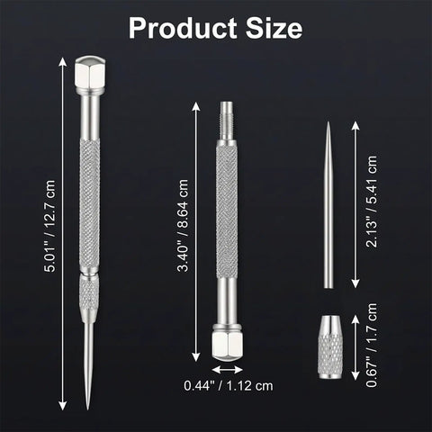 Top Shelf Tungsten Carbide Pocket Scriber For Driving Razor Sharp Weld Marks And Engraving Metal Glass Or Ceramic Sheets With A Comfy Handle That Crushes Rough Work Daily size chart showing dimensions in inches and centimeters.