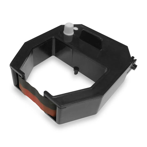 Top Tier Cr1000 Replacement Ribbon Cartridge For One Time Clock and Date Stamp Machine, black snap-in design with ribbon visible.