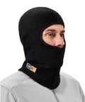 Person wearing FR Rated Balaclava For Winter Work Cold Weather Face Mask With Fire Resistant Modacrylic Fleece, side view