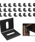Built Like A Tank Adjustable Corner Brackets 24 Pack Heavy Duty Steel Furniture Hardware Rust Proof Black Finish with mounting detail.