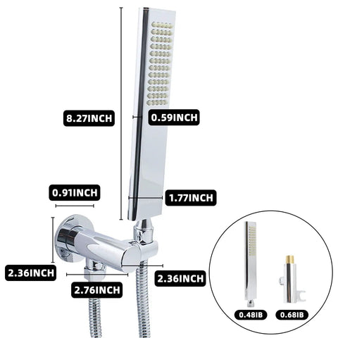 Solid Brass Handheld Shower Head With Arc Design High Pressure Chrome Finish Easy Install Wand Adjustable Supply Elbow Wall