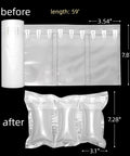 Air Pillows for Shipping With Pump, 200 Count Packing Air Bags, Inflatable Box Cushions, before and after inflation view