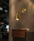Two Pack Brass Finish Retro Industrial Wall Sconces With Cone Shade Adjustable 1 Light Wall Lamp 7.2 Inch on wall