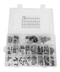 135 Piece Woodruff Key Half Moon Set for Gear Shafts Flywheels Pulleys and Cranks in a plastic organizer box.