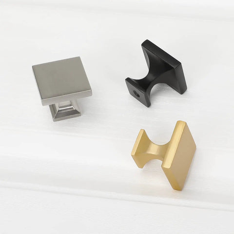 5 Pack Matte Black Square Cabinet Knobs For Kitchen And Bath Zinc Alloy Hardware Handles And Drawer Pulls Durable Build With A Slick Dope Finish Easy Install And Long Lasting
