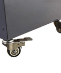 Close-up of Killer 3 Inch Replacement Caster Wheels 4 Pack Silver Swivel With Brake and Fixed Without Brake on a cart.
