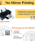 Dark T Shirt Heat Transfer Paper for Printable Iron On Vinyl on Inkjet Printer demonstrating no mirror printing, 8x11 inches