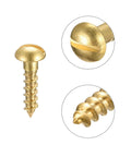 Brass Wood Screws M3 X 12mm Slotted Round Head Self Tapping Fasteners, corrosion resistant, ideal for DIY projects and repairs, close-up view.