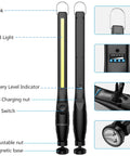 Diagram of Two Pack Rechargeable LED Work Light 800 Lumens COB With Power Indicator Magnetic Base And Hook 360 Degree Swivel USB Charging