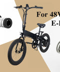 54.6V 2A Universal Ebike And Scooter Charger With Three Plugs for 48V Batteries displayed with E-bike and connectors