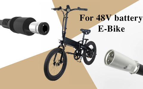 54.6V 2A Universal Ebike And Scooter Charger With Three Plugs for 48V Batteries displayed with E-bike and connectors
