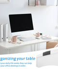 Premium Under Desk Keyboard Tray With Dead Simple Pull Out Shelf And Swivel Mouse Dock Plus Quick Grab Pen Pocket For Zero Hassle Clutter Free Home Office Setup displayed on a clean desktop.