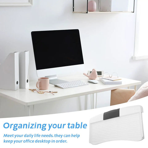 Premium Under Desk Keyboard Tray With Dead Simple Pull Out Shelf And Swivel Mouse Dock Plus Quick Grab Pen Pocket For Zero Hassle Clutter Free Home Office Setup displayed on a clean desktop.