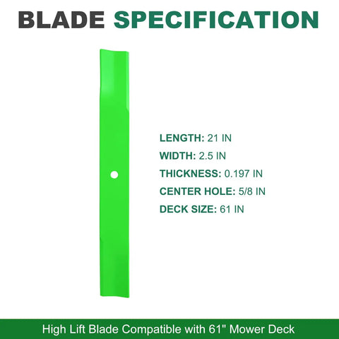 High Lift Blade Set For Scag Ferris 61 Inch Deck Replaces OEM 48111 482879 1520842 Husqvarna 539101733 Specifications