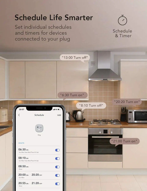 Compact WiFi Smart Plug 4 Pack Mini Outlet Works With Alexa And Google Home Remote Voice Control Schedule Timer 2.4G Only schedule display