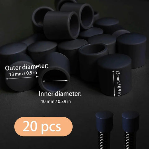 20 Pack Door Stopper Caps Rubber Tips Replacement For Doors 0.39 Inch Inner Diameter And 0.5 Inch Outer Diameter Black End Caps