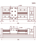 Technical drawing of a Dual Linear Rail Guide Ballscrew SFU1605 Kit with detailed measurements in mm.