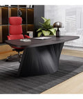 Rock Solid Adjustable Sit Stand Desk With Integrated Charging Outlets And Sculpted Wave Base For Heavy Duty Home Office showcasing a sleek design.