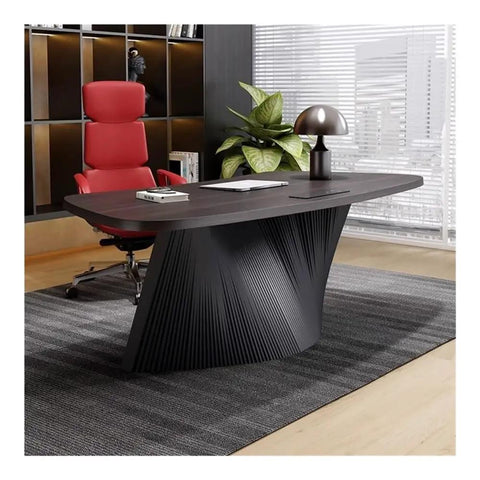 Rock Solid Adjustable Sit Stand Desk With Integrated Charging Outlets And Sculpted Wave Base For Heavy Duty Home Office showcasing a sleek design.