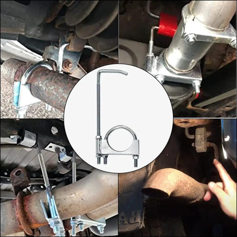 2.5 Inch Universal Exhaust Clamp With Hanger For Cars And Rigs, Heavy Duty Muffler Pipe Repair Bracket installed on exhaust pipes