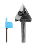 Close-up view of 60 Degree V Groove Router Bit With One Quarter Inch Shank And One Inch Cutting Diameter for woodworking.