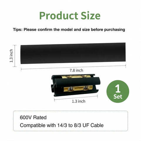 Heavy Duty Direct Burial Splice Kit For 14/3 To 8/3 UF Cable. Perfect Underground Wire Repair With Heat Shrink Tube. Easy Outdoor Electrical Fix For Lights And Pools. Solid 600V Connection That Stays Tight And Dry In The Dirt Without Replacing Your.