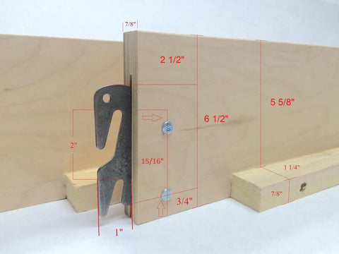 Rock Solid Wood Bed Rails Replacement Kit Pair dimensions with hardware for easy hook installation shown, fits Twin to Cal King beds.