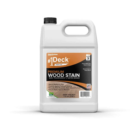 Semi Transparent Outdoor Wood Stain And Sealer In One For Decks Fences And Siding Water Based 1 Gallon Dark Walnut With UV Protection