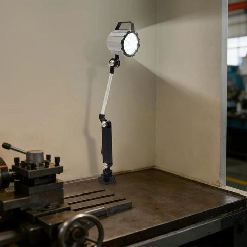 Heavy Duty 18W Led Work Light With Adjustable Multi Joint Arm Machine Lamp for Lathe CNC Milling Drill Press on workshop table
