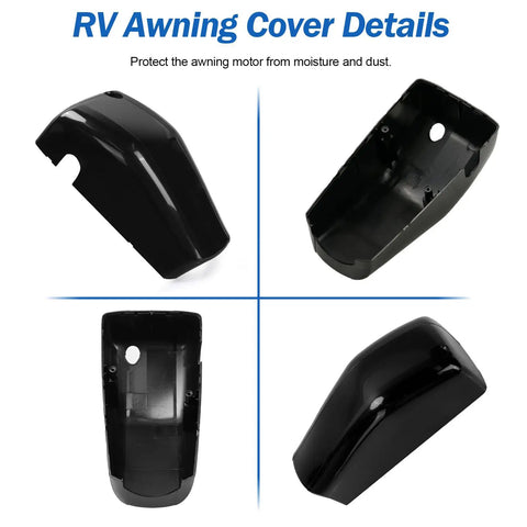 Right Side RV Awning Motor End Cap Front Cover For Solera And Lippert Components, Black Replacement Part For Solera Awnings, Durable And Easy Install, black plastic cover