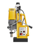 Versatile Magnetic Drill Press Delivering Serious 1400W Output With Beast Mode Copper Motor And Rock Solid 2922 Lb Holding Force For Heavy Steel Operations side view showing control panel and magnetic base.