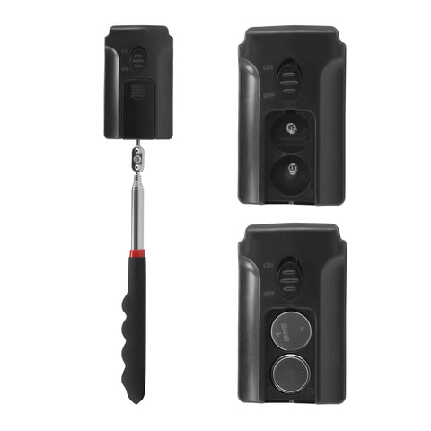 Telescopic LED Inspection Mirror With 360 Degree Rotation For Cars And Machinery, Flexible Metal Handle, 3 Bright LEDs visible
