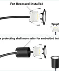 Warm White Recessed LED Deck Light Kit With Black Protective Shell For Embedded Installation, 12V Low Voltage