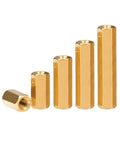 Brass M7 Female To Female Standoff Spacer Kit For PCB And Motherboard Projects Hexagon Hand Knob Nuts DIY Model Parts Durable M7x90x10mm Spacers For Computer Modding And Hobbyist Builds, five brass spacers