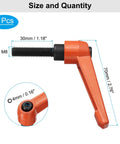 8 Pcs Adjustable Lever Handles M8 x 30mm Metric Thread With 70mm Levers, detailed size illustration, orange color handle