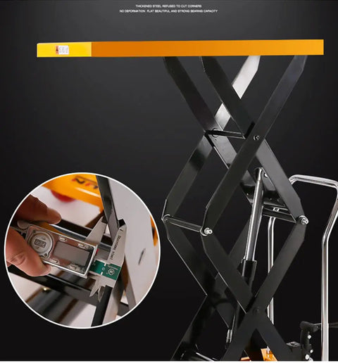 Smooth Lifting Heavy Gear Badass Hydraulic Lift Cart And Stationary Platform Truck With Rock Solid Base For No Sweat Material Handling And Custom Work Tables Up To Five Hundred Kilogram Capacity
