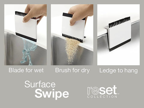 Kitchen Sink Squeegee And Countertop Brush Must Have For Wet And Dry Spills Quick Cleanup Dishwasher Safe White Silicone Squeegee Nylon Bristles Hang From Counter Or Sink Edge