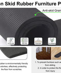 Rolled no-slip rubber furniture pad with anti-skid grain detail and eco-friendly icons for recliners and swivel chairs.