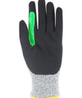 Black D Roc ANSI A4 Reinforced Thumb NitriX Palm Work Gloves 12 Pairs Size 9 Large with green nitrile thumb saddle
