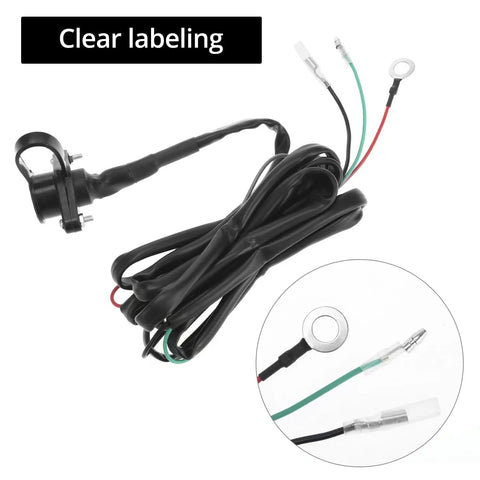 12V ATV And UTV Winch Corded Hand Controller Kit With 16 Foot Cable Wired Remote Control For Easy Winching Durable Wiring Pack Included Rugged Interlock Design For Rough Trails, black wired remote