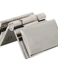 Heavy Duty Stainless Steel Glass Door Hinges With Slick Polished Finish Zero Hassle Installation Rock Sturdy Toughened Glass Furniture Hardware close-up.