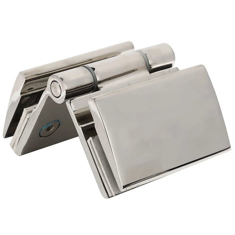 Heavy Duty Stainless Steel Glass Door Hinges With Slick Polished Finish Zero Hassle Installation Rock Sturdy Toughened Glass Furniture Hardware close-up.