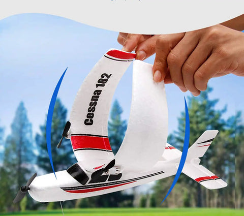 Hands launching Dope RC Plane Remote Control Airplane 2.4Ghz 2 Channel DIY EPP Foam Glider With Extra Battery Cessna 182 Style