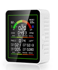 Level Up Your Breathing Game With This Sleek Indoor Air Quality Monitor Catching Co2 Formaldehyde Pm2 5 Pm10 Plus Daily Temp Humidity Readings For Smooth Home Comfort, showing HD display and various air quality metrics.