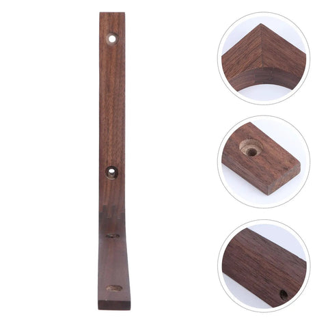 Built Like A Tank Walnut Wood Corner Shelf Brackets For Wall Mounted Displays Heavy Duty Support Braces close-up detail of installation holes