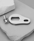Two Pack 18x10mm Torque Arm Kit With 5mm Thick Stainless Steel For Hub Motors Includes M5x16 Screws And Washers Compatible With Carrera Boardman Voodoo E Bikes Heavy Duty Build For Safe Street Riding. Stainless steel torque arm and screw on stone surface