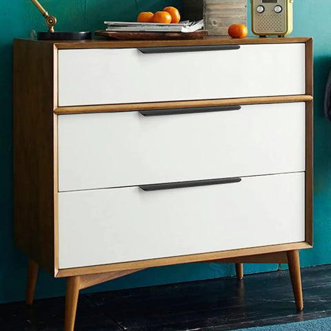 Hidden Door Knob Set With Concealed Handles for cabinets in a wooden dresser, sleek low profile, aluminum alloy, modern interior