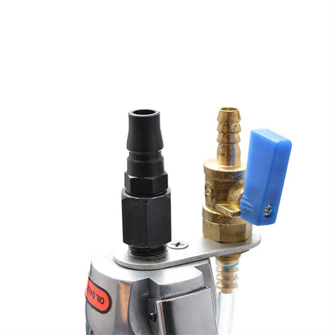 Close-up of the pneumatic water injection on the Beast 6 Inch Wet Grinder, showing valve and control details.